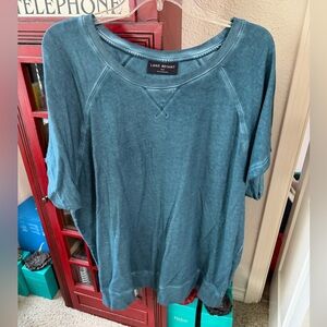 Lane Bryant Teal Short-Sleeve Pullover Sweatshirt